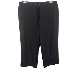 Weekends by Chicos Black Capri Pants Womens Size 3 Pull on Casual Pockets